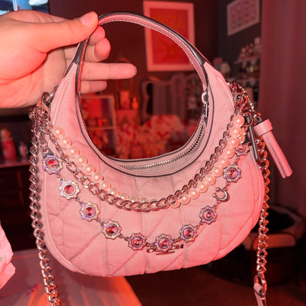 Coach Carmen Ballerina Pink Quilted Crossbody Bag - Picture 10 of 16